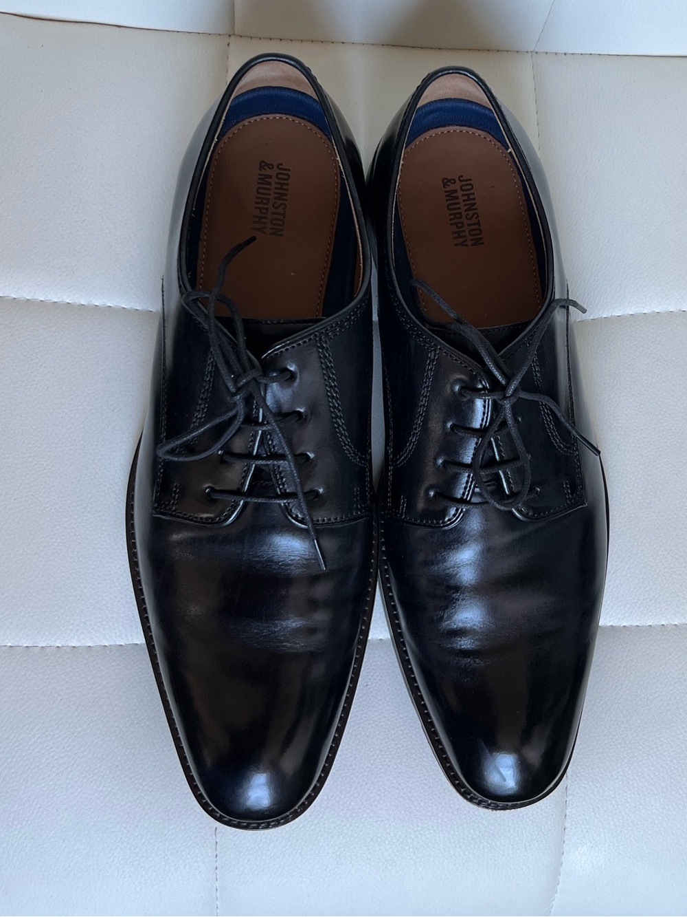 Johnston & Murphy  Black Italian calfskin Plain Toe Derby Shoes 9.5 M